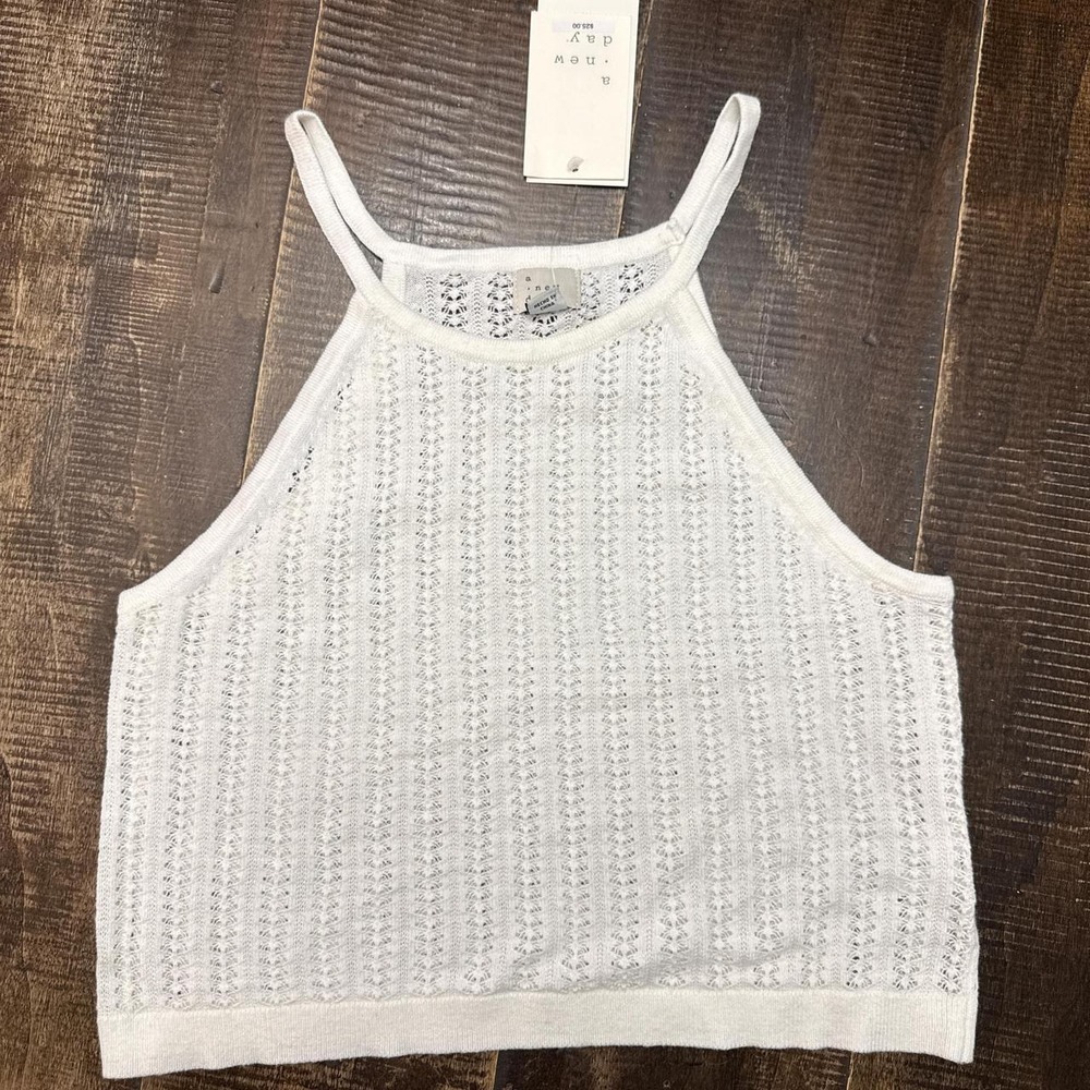 A New Day Women's Sleeveless Halter Neck Pointelle Pullover Sweater
